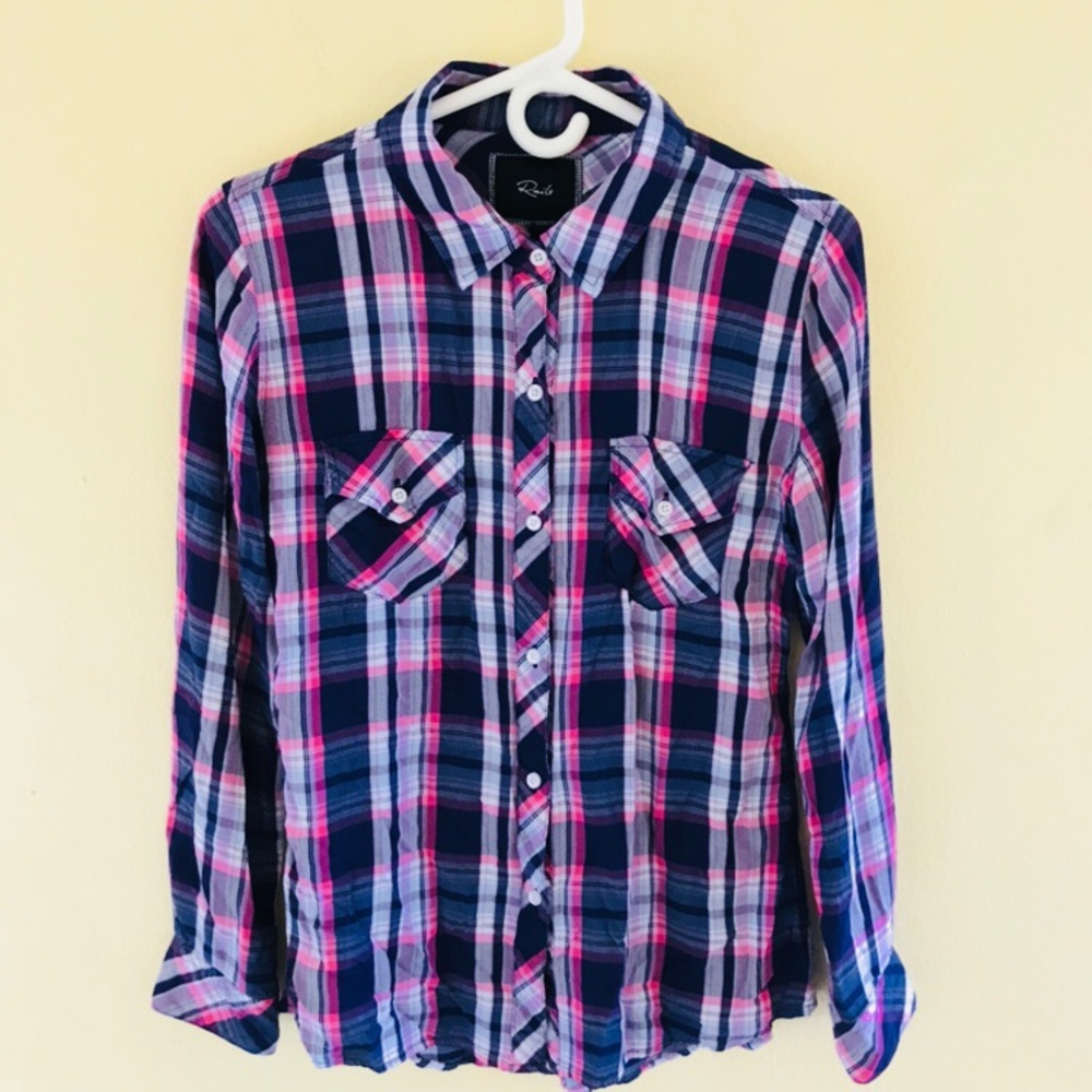 Rails Plaid Button Down Long Sleeve Shirt Top Sz S - Picture 1 of 6